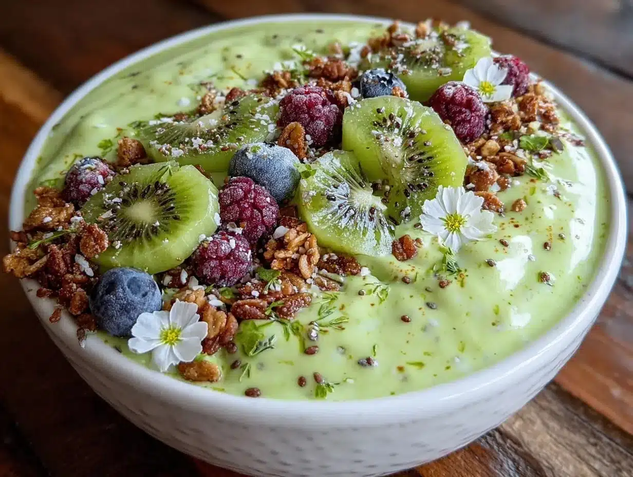 fresh green smoothie bowl recipe preparation steps