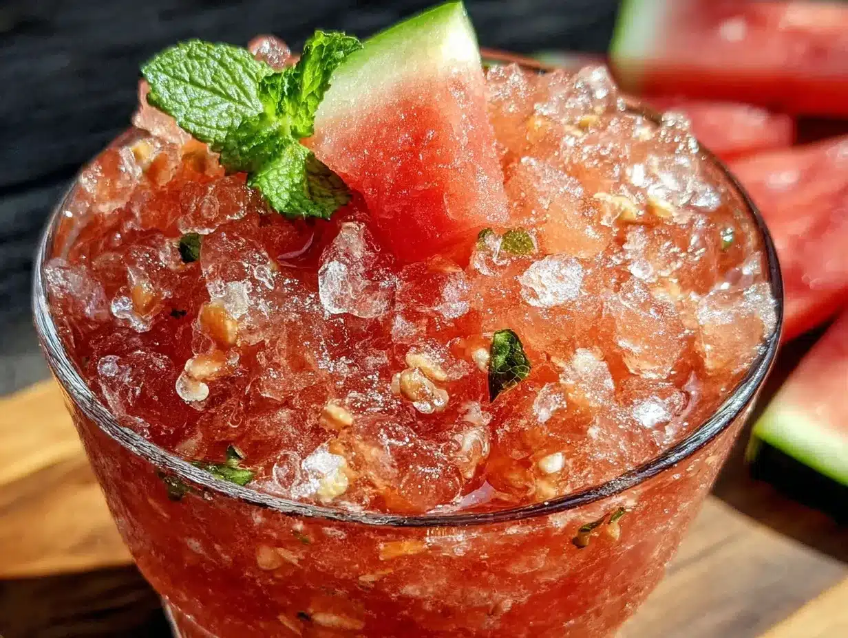 fresh watermelon slushie preparation steps