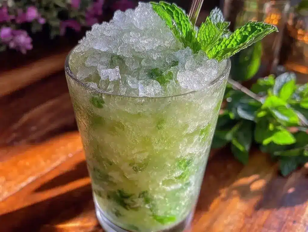 frozen mint julep slushie - featured image