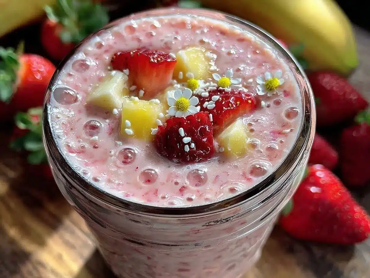 high protein strawberry banana smoothie preparation steps