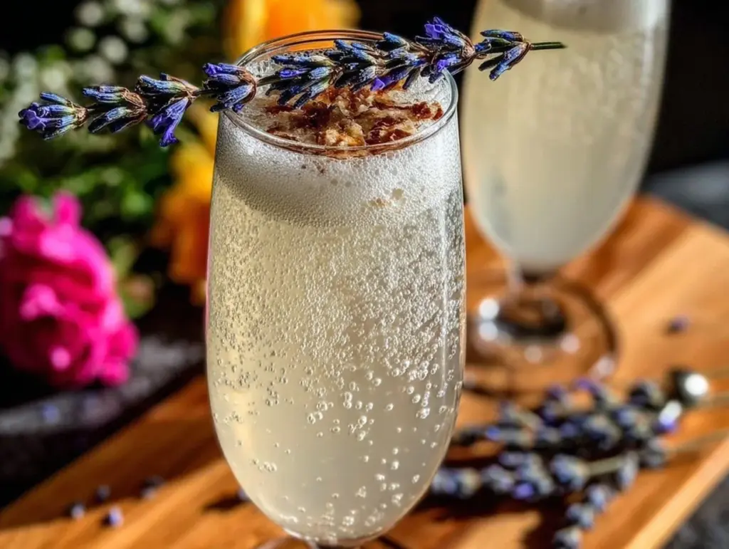 lavender French 75 cocktail - featured image