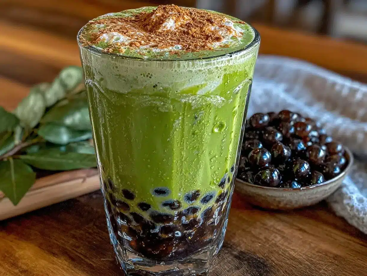 matcha boba green tea milk preparation steps