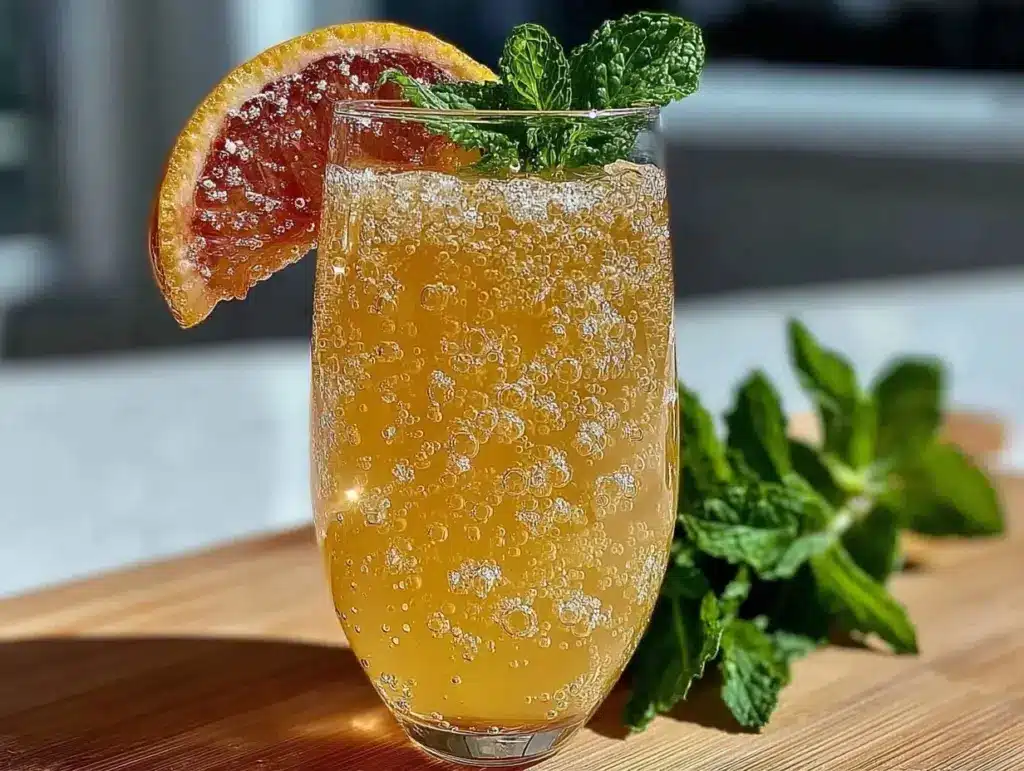 non-alcoholic mimosa mocktail - featured image