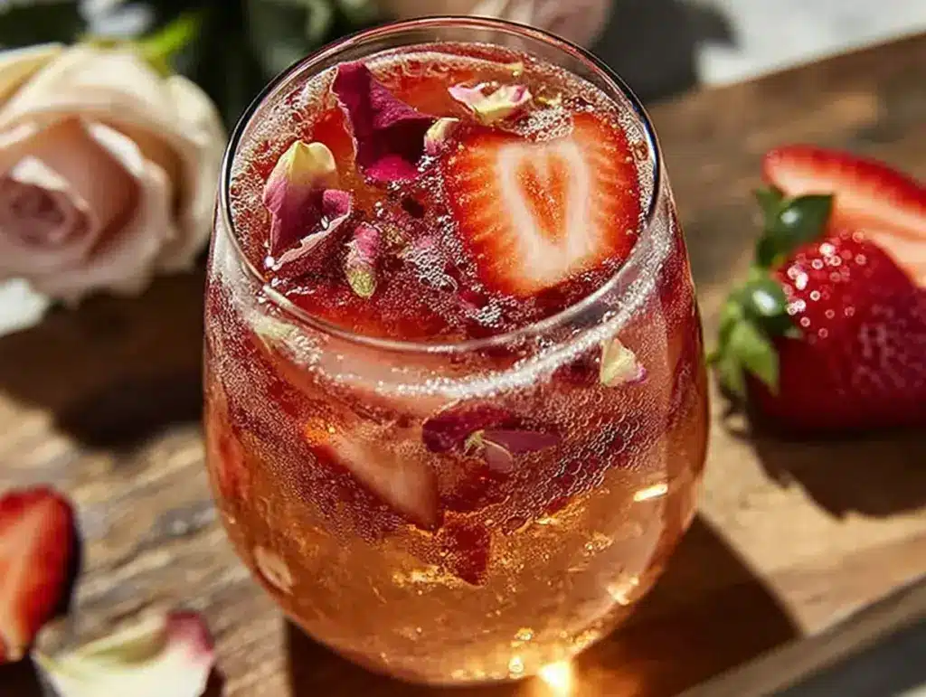 Refreshing Rose Petal Strawberry Spritz Cocktail - featured image