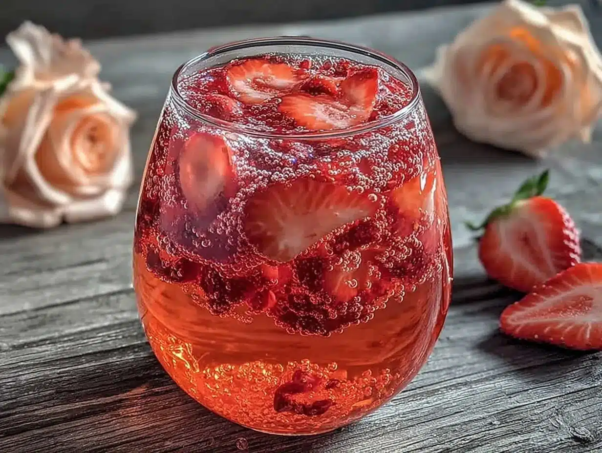 Refreshing Rose Petal Strawberry Spritz Cocktail preparation steps