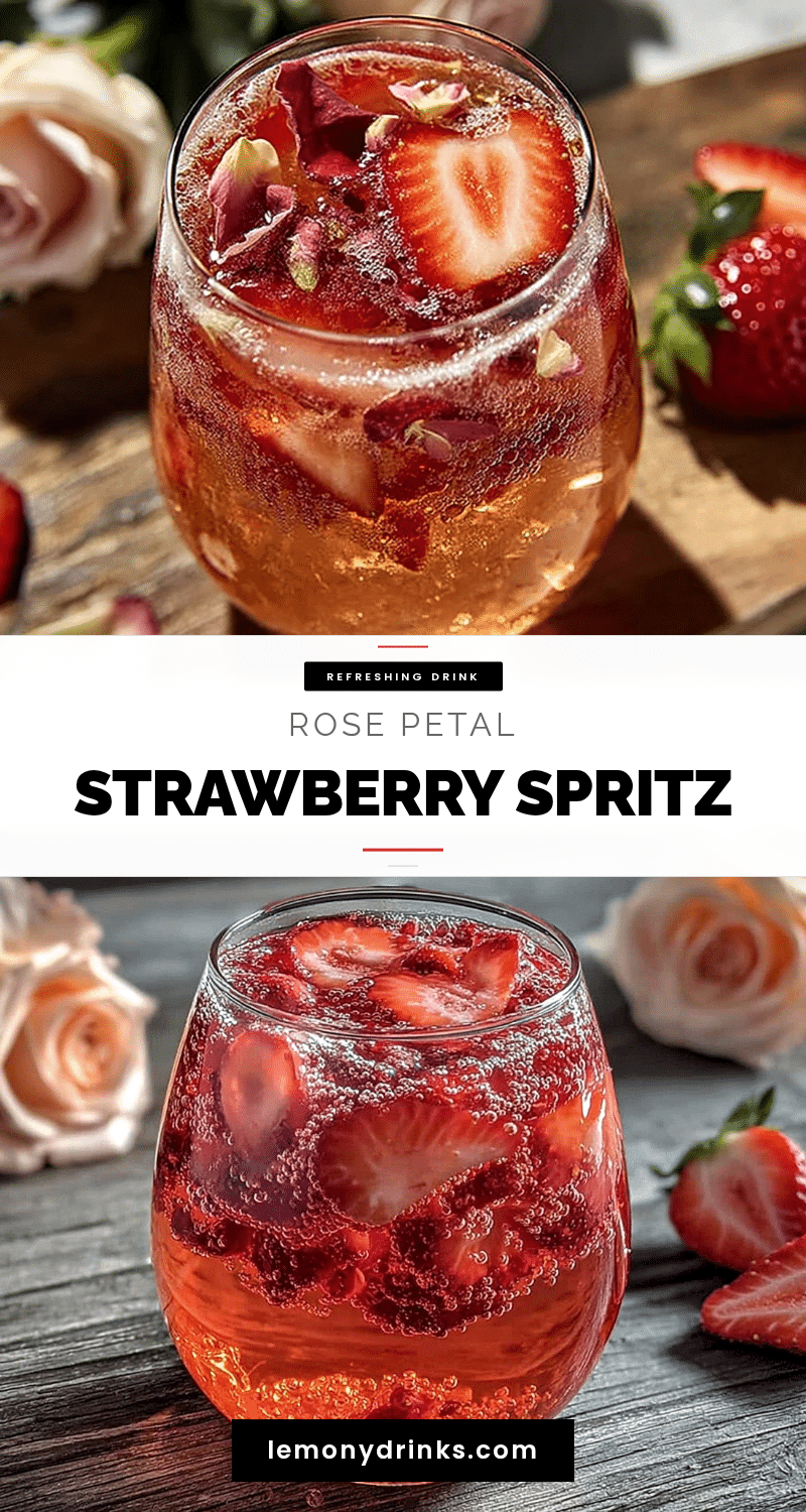 Refreshing Rose Petal Strawberry Spritz Cocktail recipe