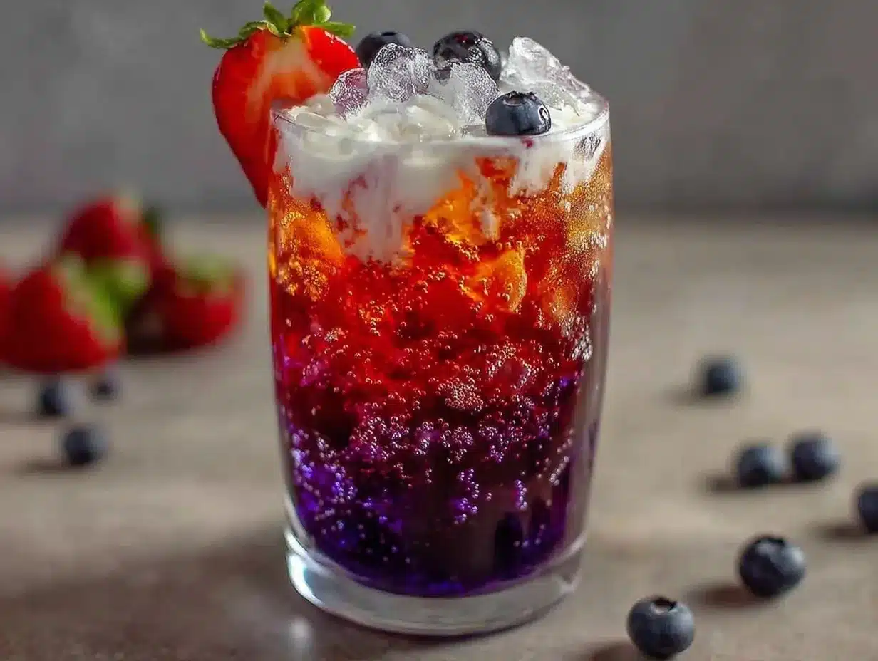 American Flag Layered Drink preparation steps