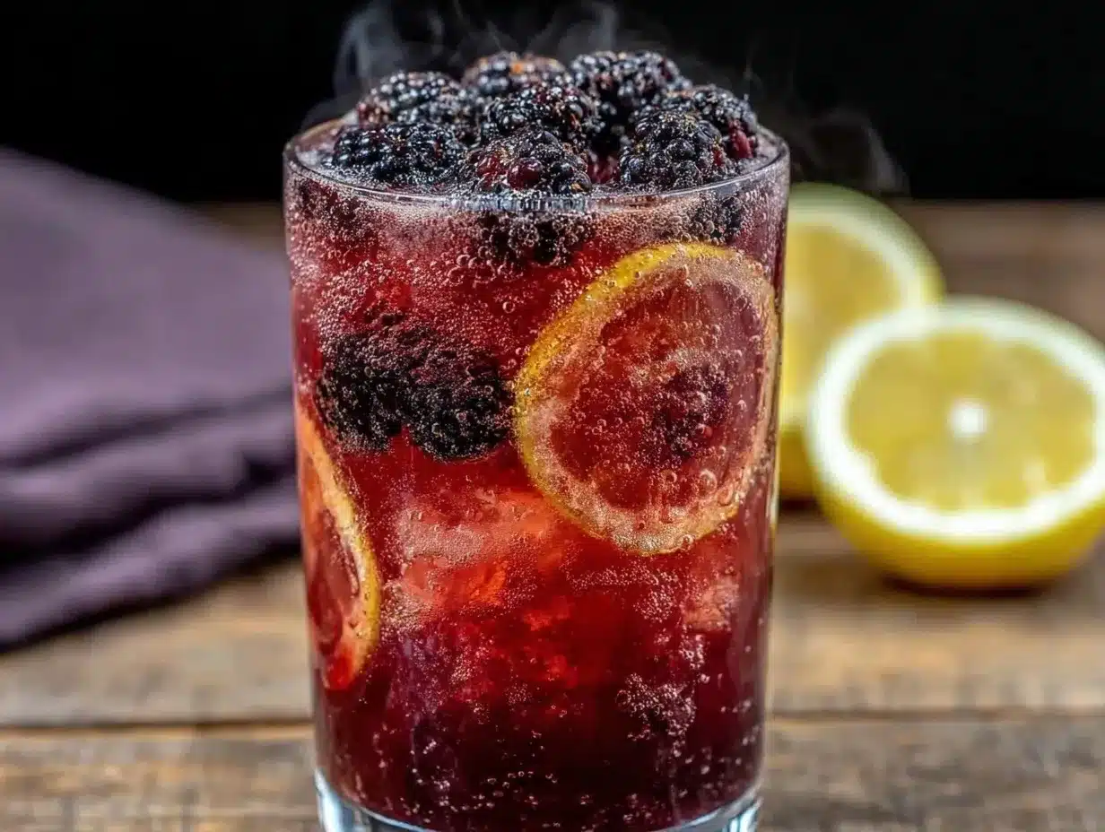 blackberry bourbon smoked lemonade cocktail preparation steps