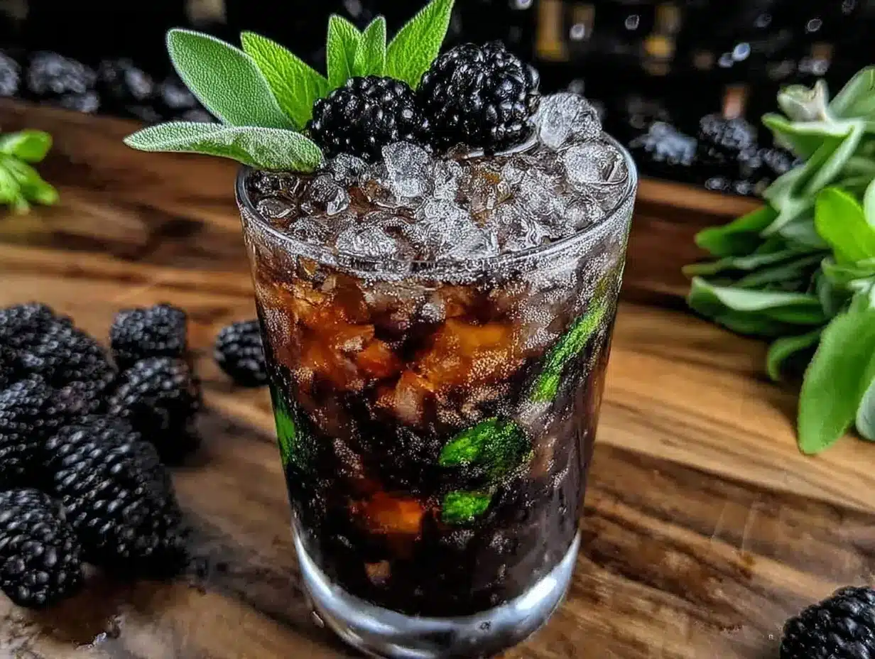blackberry sage smash mocktail preparation steps