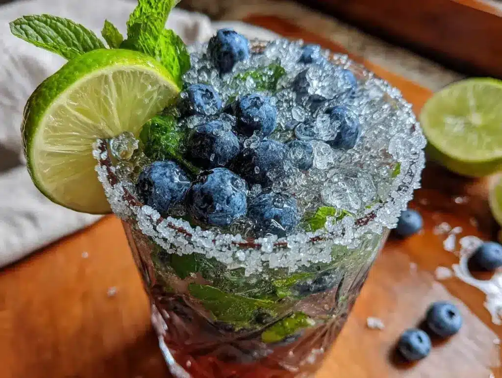blueberry mint mojito - featured image