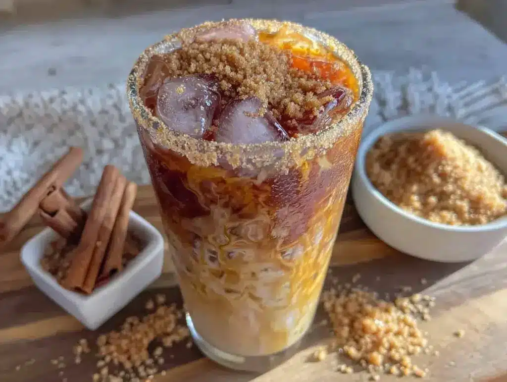 brown sugar cinnamon iced oat milk latte - featured image