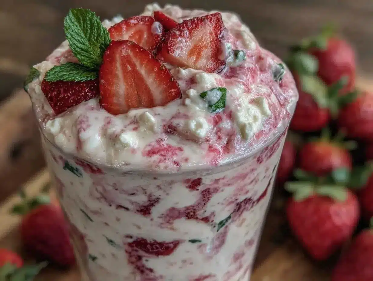 creamy cottage cheese strawberry smoothie preparation steps
