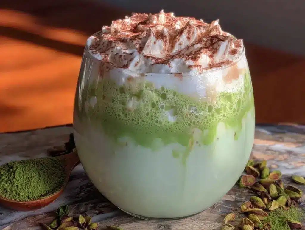 creamy dalgona matcha whipped latte - featured image