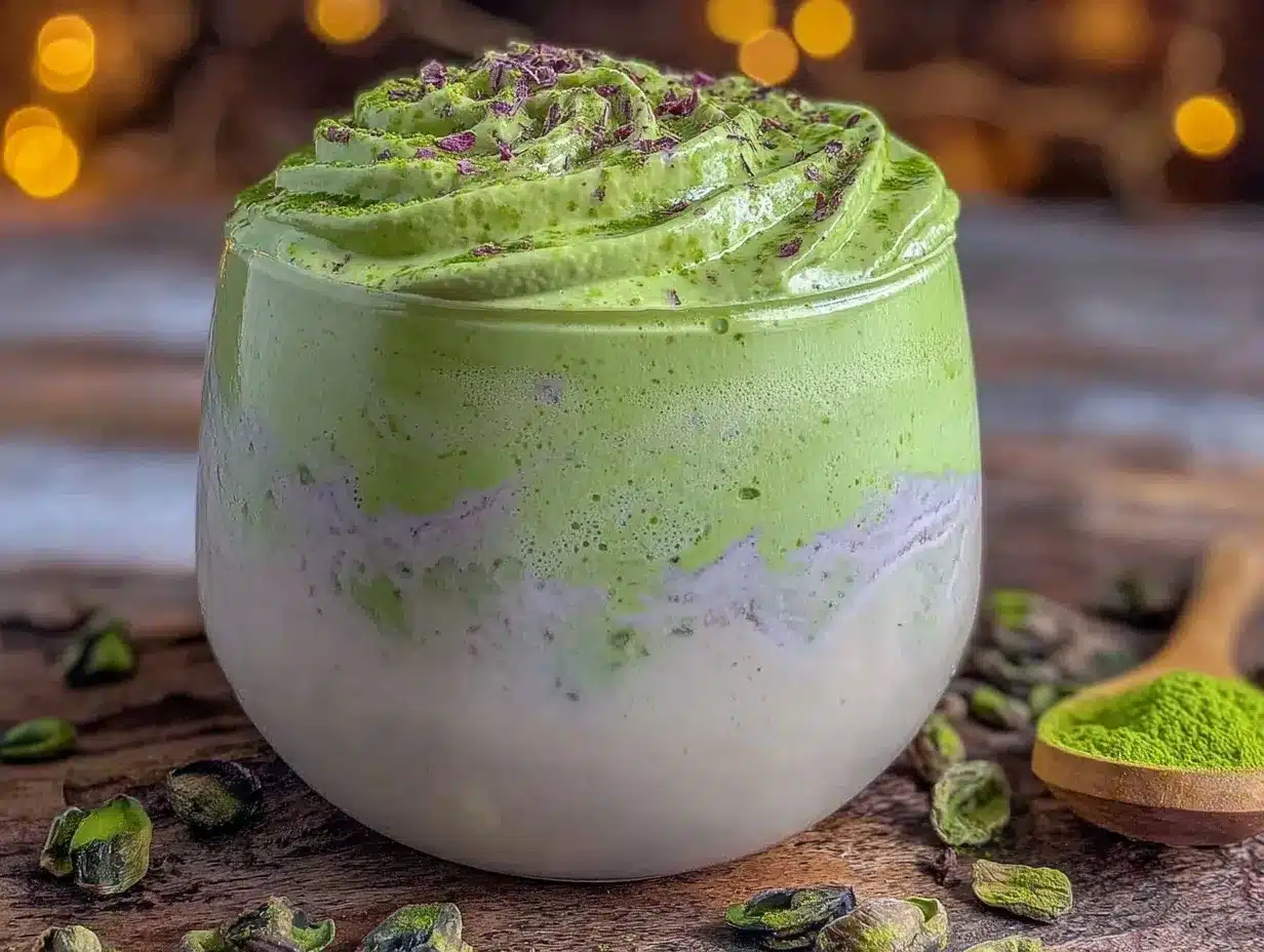 creamy dalgona matcha whipped latte preparation steps