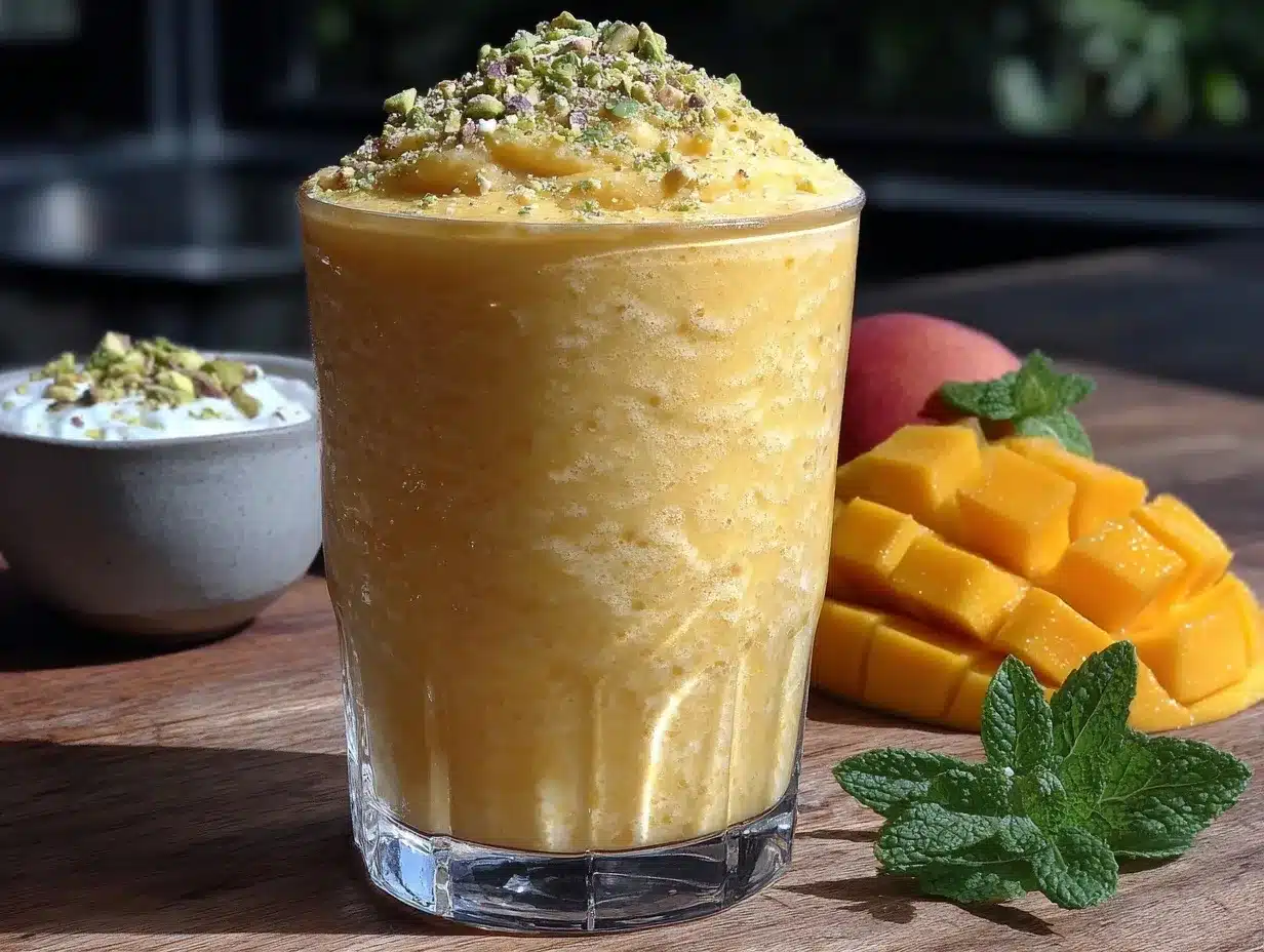 creamy frozen mango lassi smoothie preparation steps