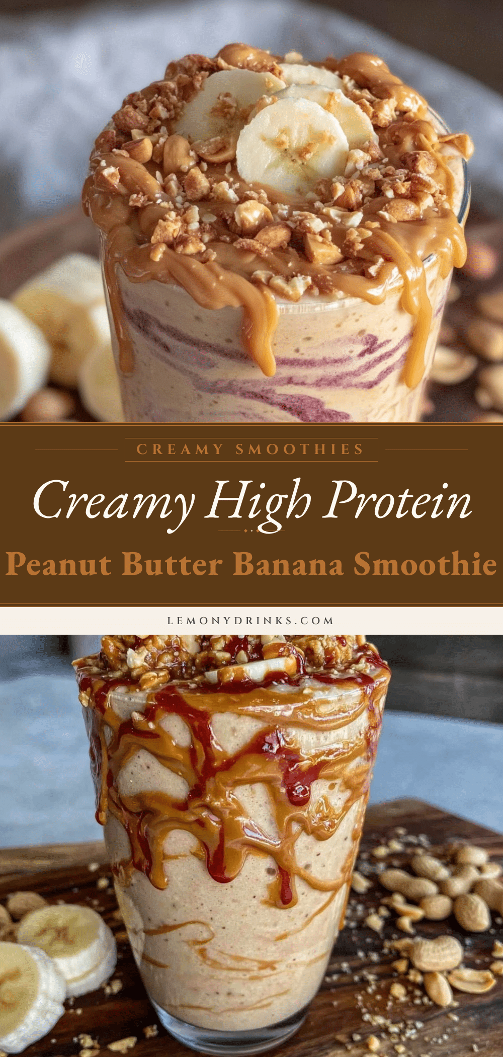 creamy high protein peanut butter banana smoothie recipe