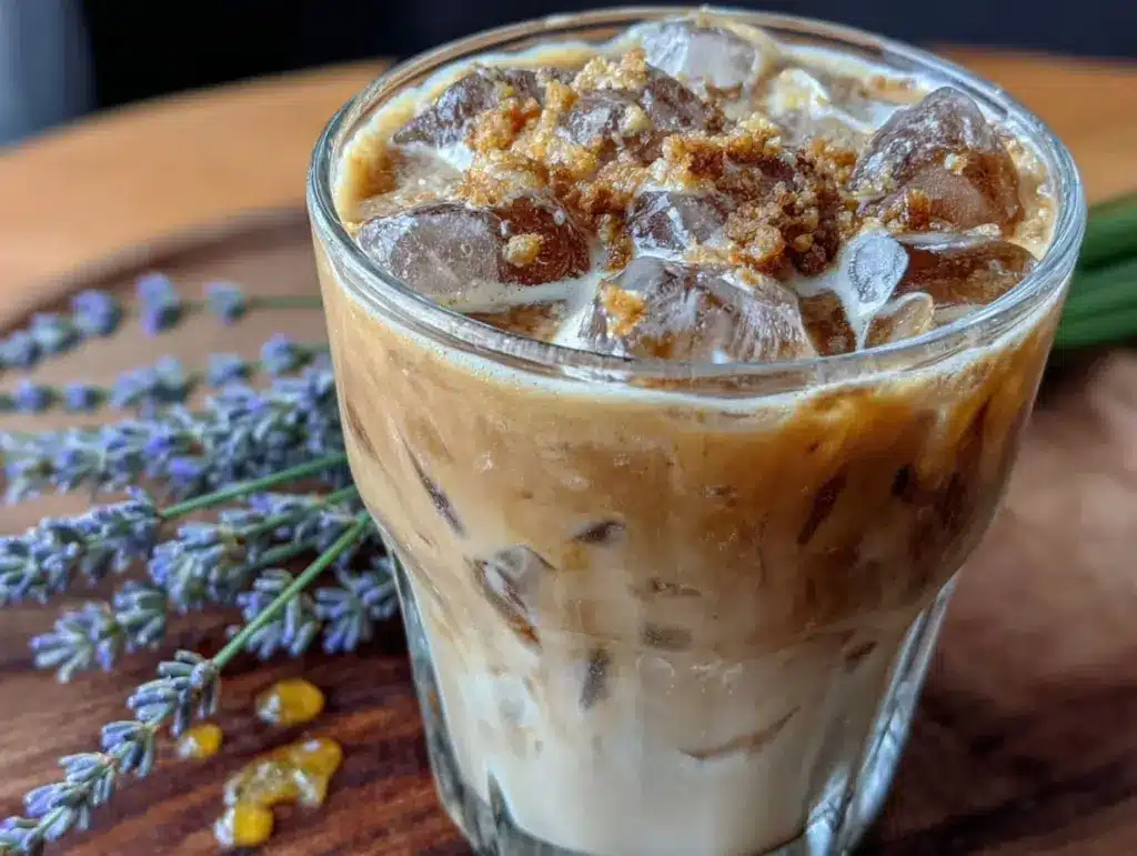 creamy lavender honey iced latte - featured image