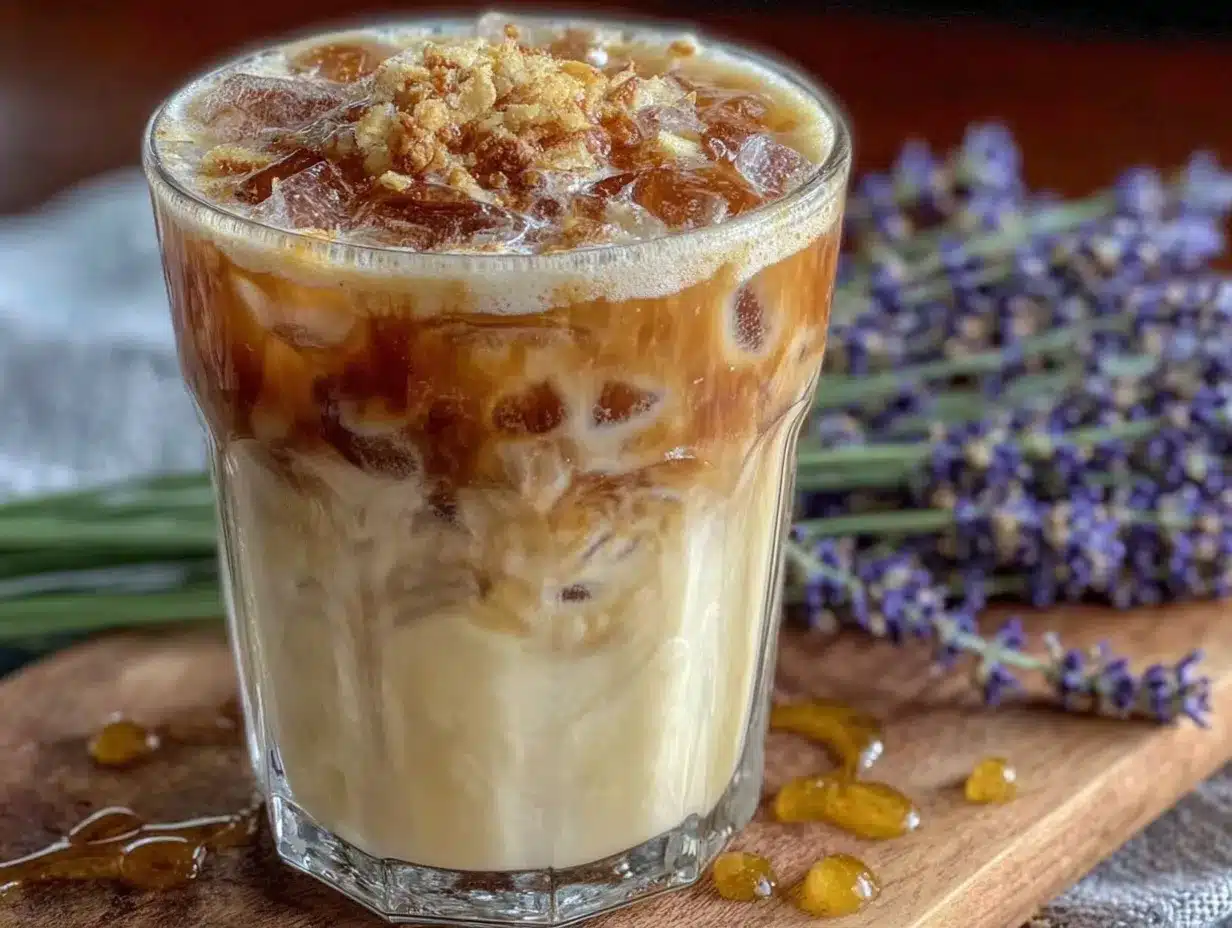 creamy lavender honey iced latte preparation steps