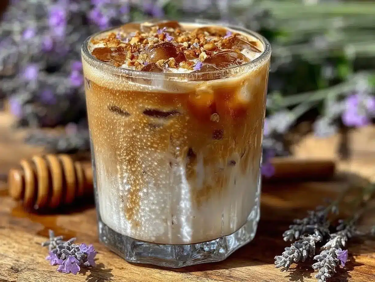creamy lavender honey iced latte preparation steps