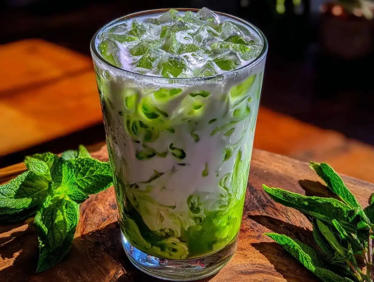 creamy matcha coconut iced latte preparation steps