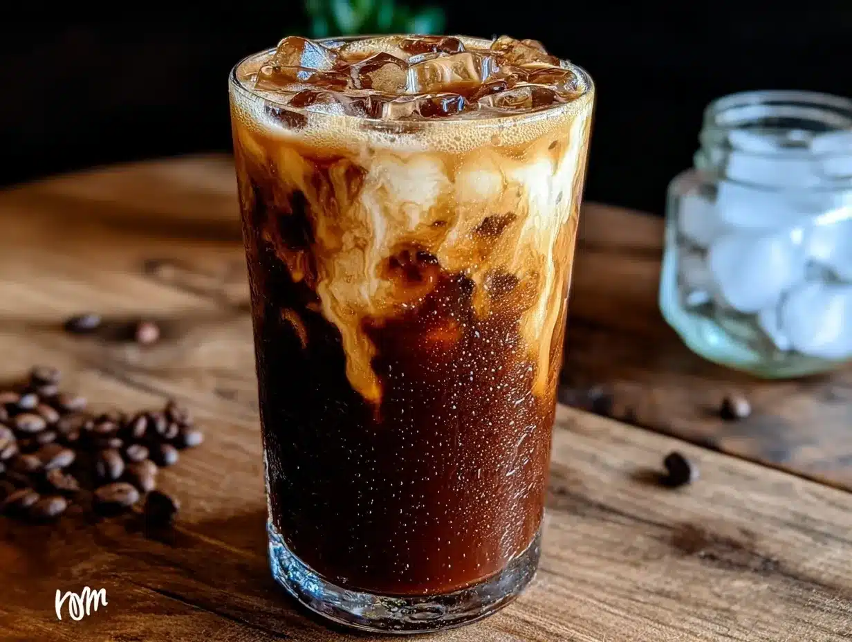 creamy two tone layered iced latte recipe preparation steps