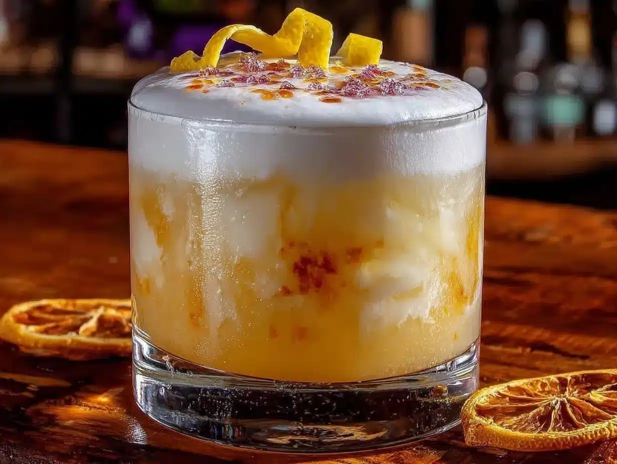 creamy whiskey sour cocktail preparation steps