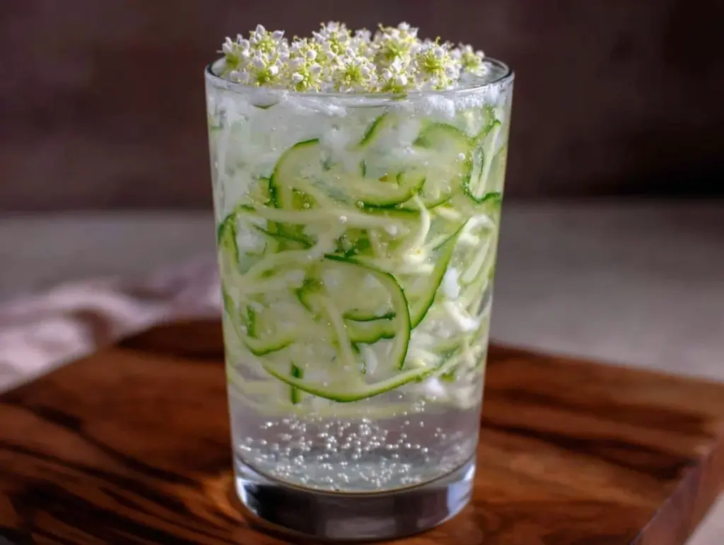 Cucumber Elderflower Collins Cocktail - featured image