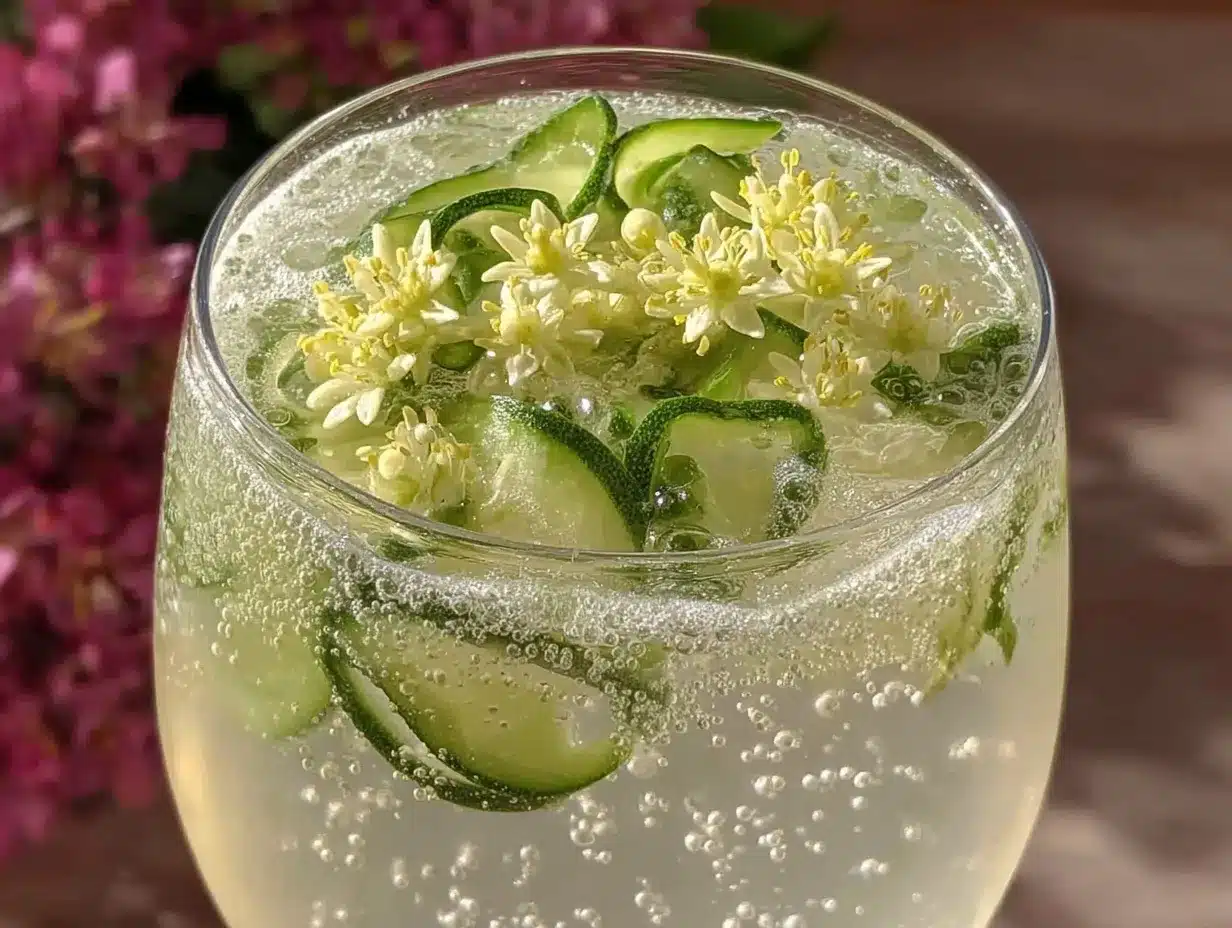 Cucumber Elderflower Collins Cocktail preparation steps