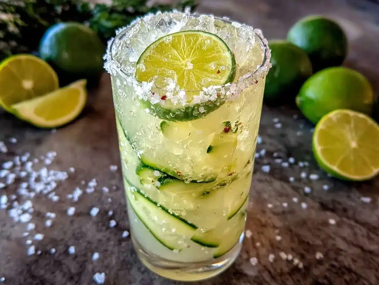 cucumber lime paloma mezcal cocktail preparation steps