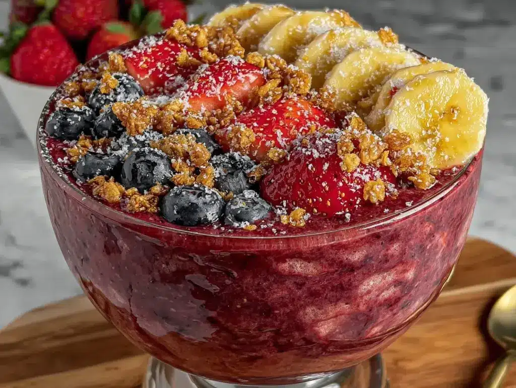 easy 5-ingredient mixed berry acai bowl smoothie - featured image
