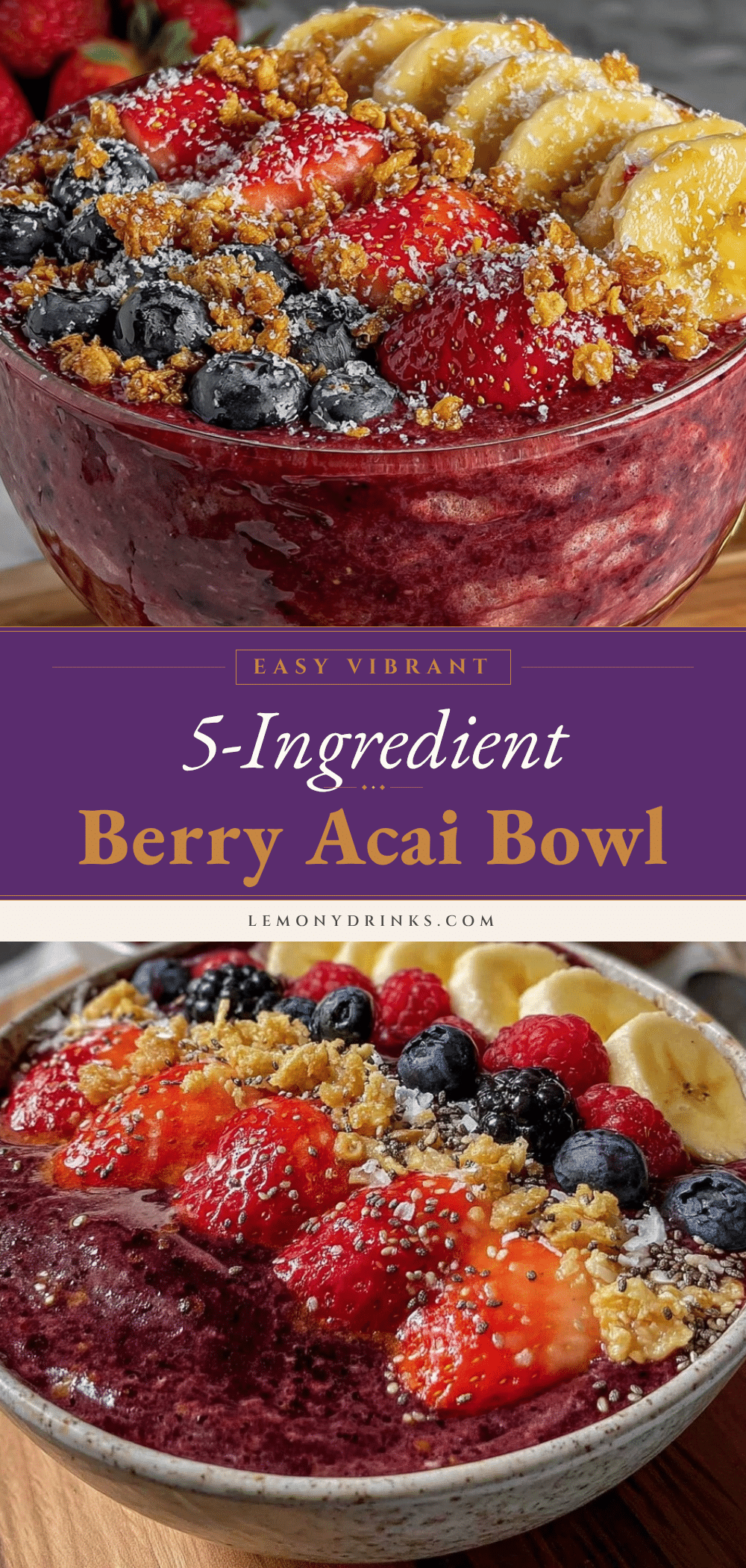 easy 5-ingredient mixed berry acai bowl smoothie recipe