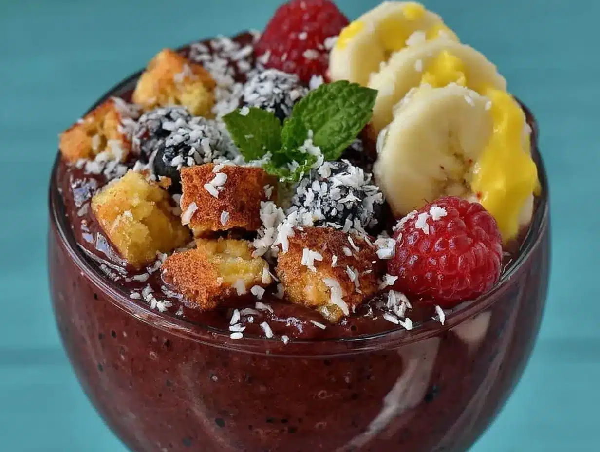 fresh açaí bowl smoothie recipe preparation steps