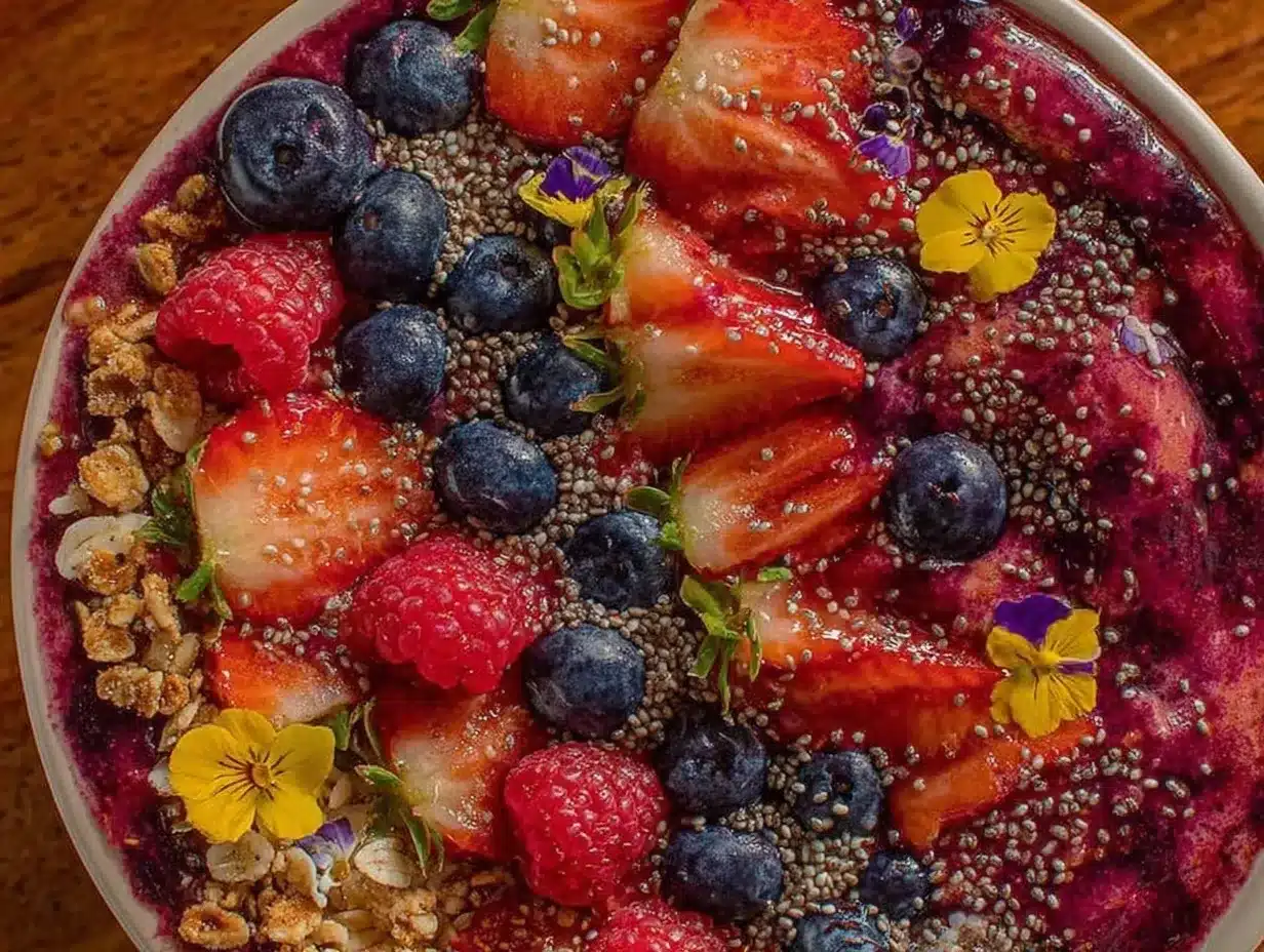 fresh collagen peptide berry smoothie bowl preparation steps