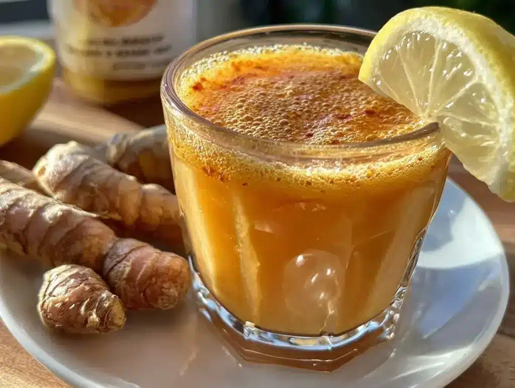 fresh ginger turmeric lemon shot - featured image