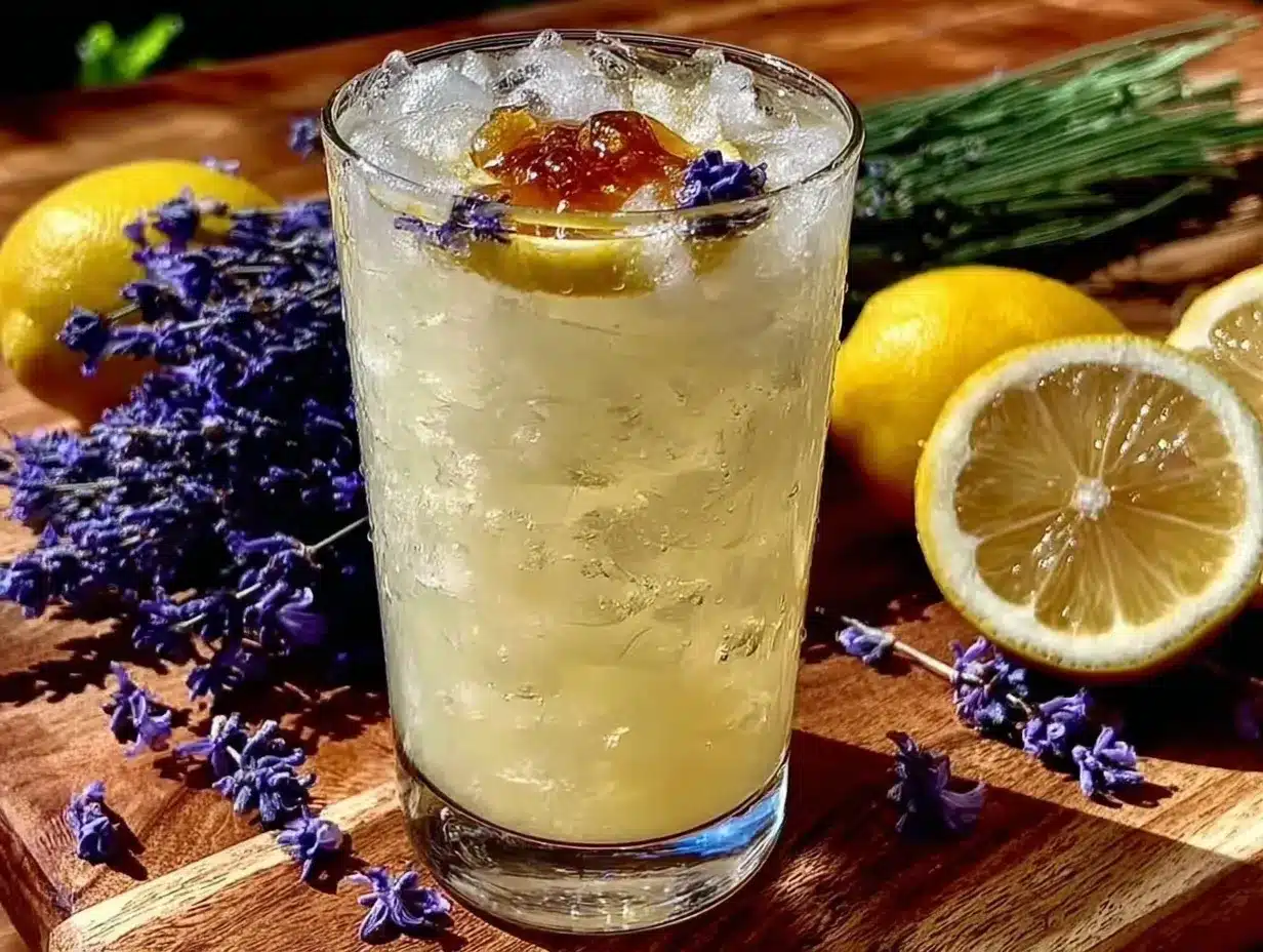 fresh homemade lavender lemonade preparation steps