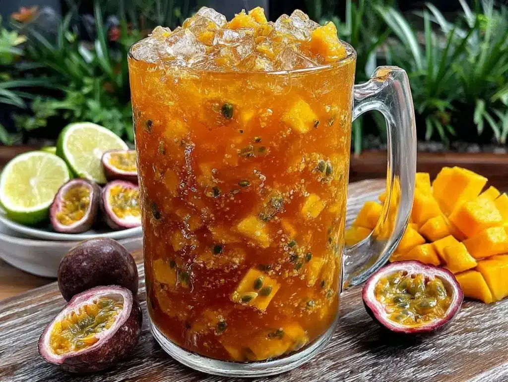 fresh passion fruit mango lemonade - featured image