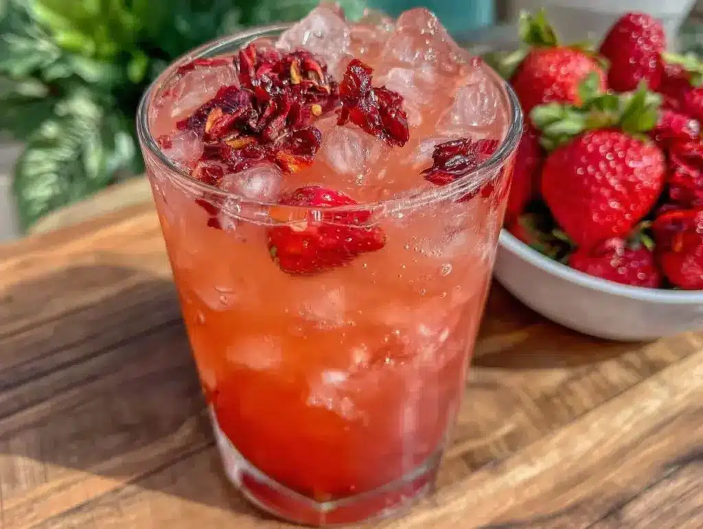 fresh strawberry hibiscus agua fresca - featured image