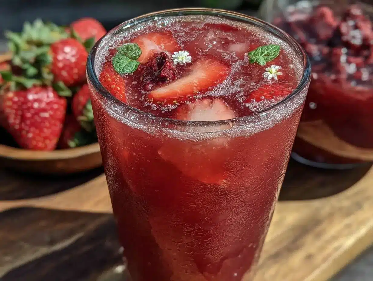 fresh strawberry hibiscus agua fresca preparation steps