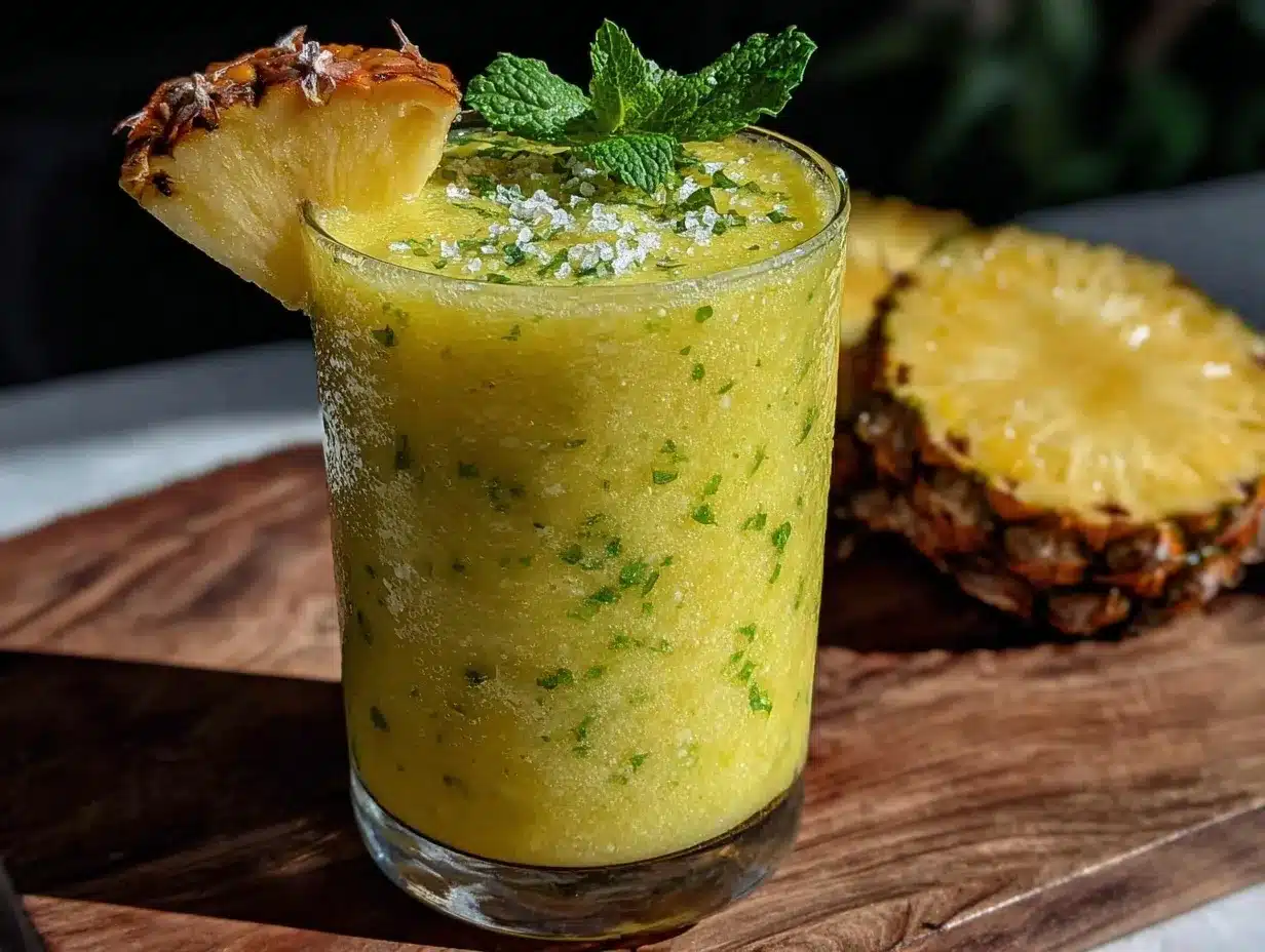 fresh tropical mango pineapple green smoothie preparation steps