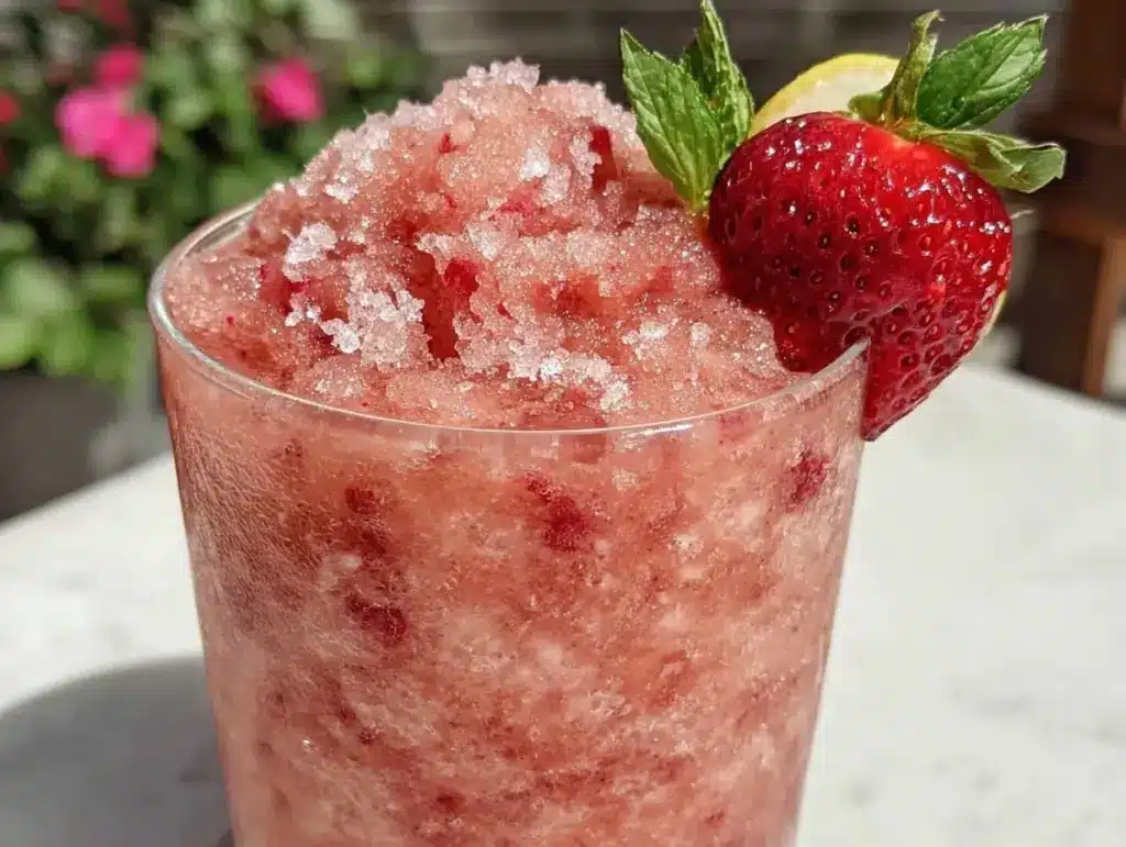 frozen pink strawberry lemonade slush - featured image