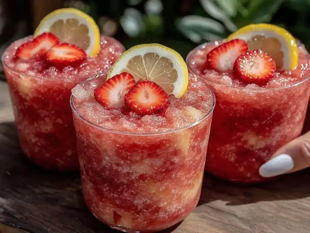 frozen strawberry lemonade slushie cups - featured image
