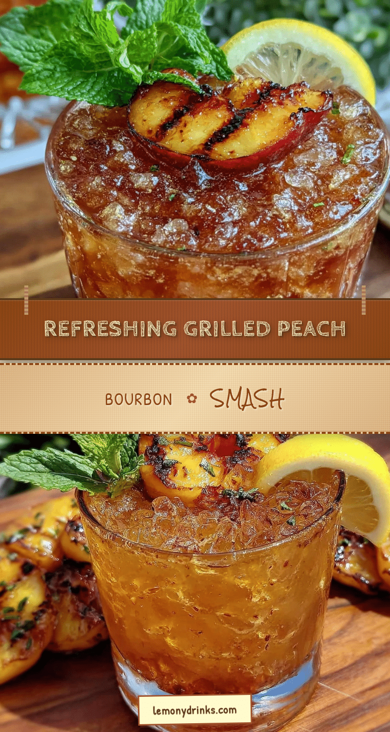 grilled peach bourbon smash cocktail recipe