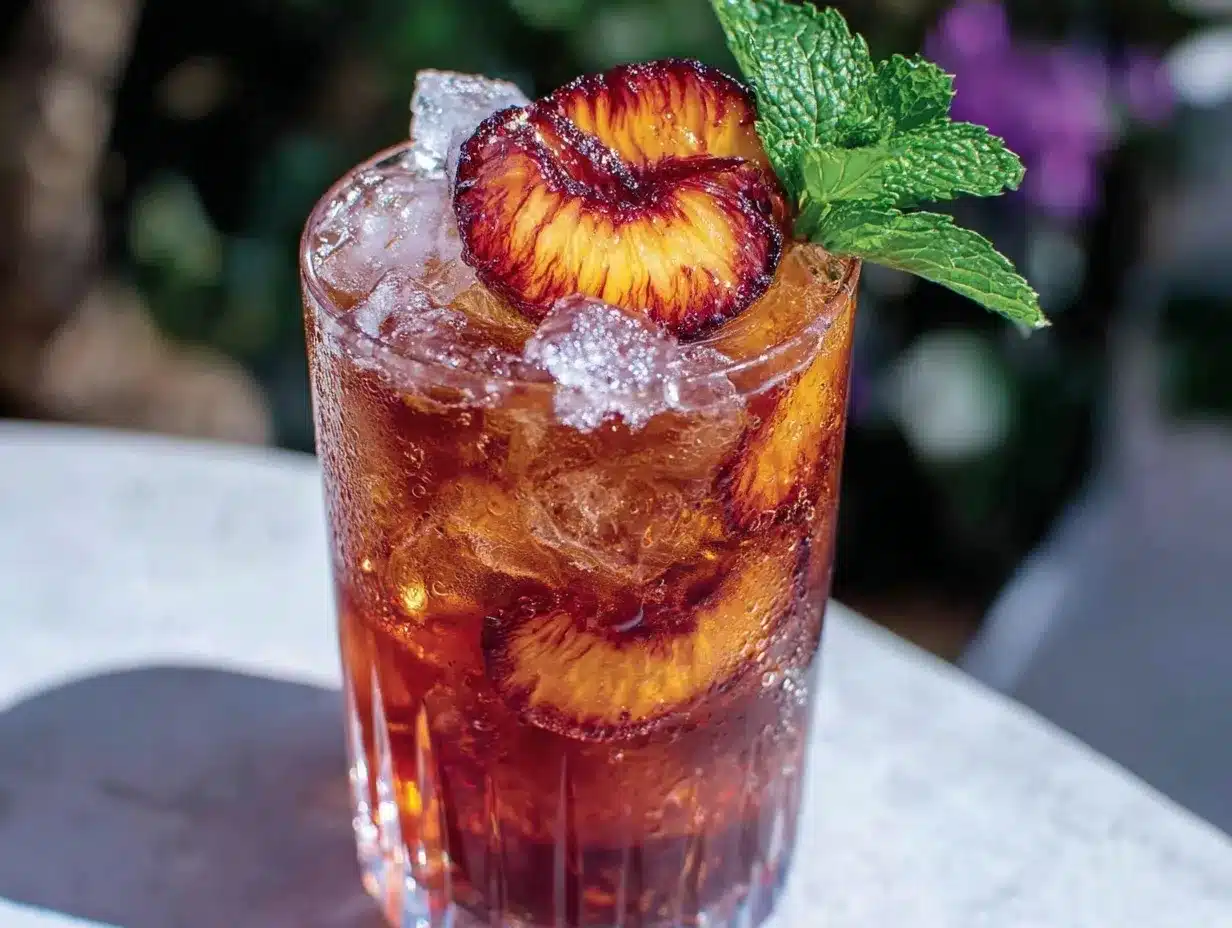 grilled peach sweet tea cocktail preparation steps