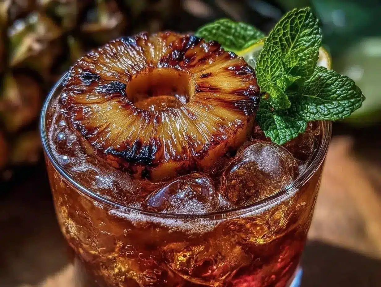 grilled pineapple bourbon smash cocktail preparation steps