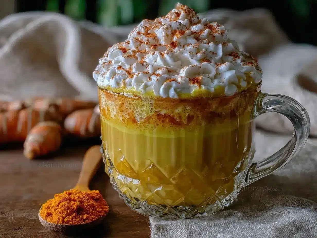 healthy anti-inflammatory golden milk latte preparation steps