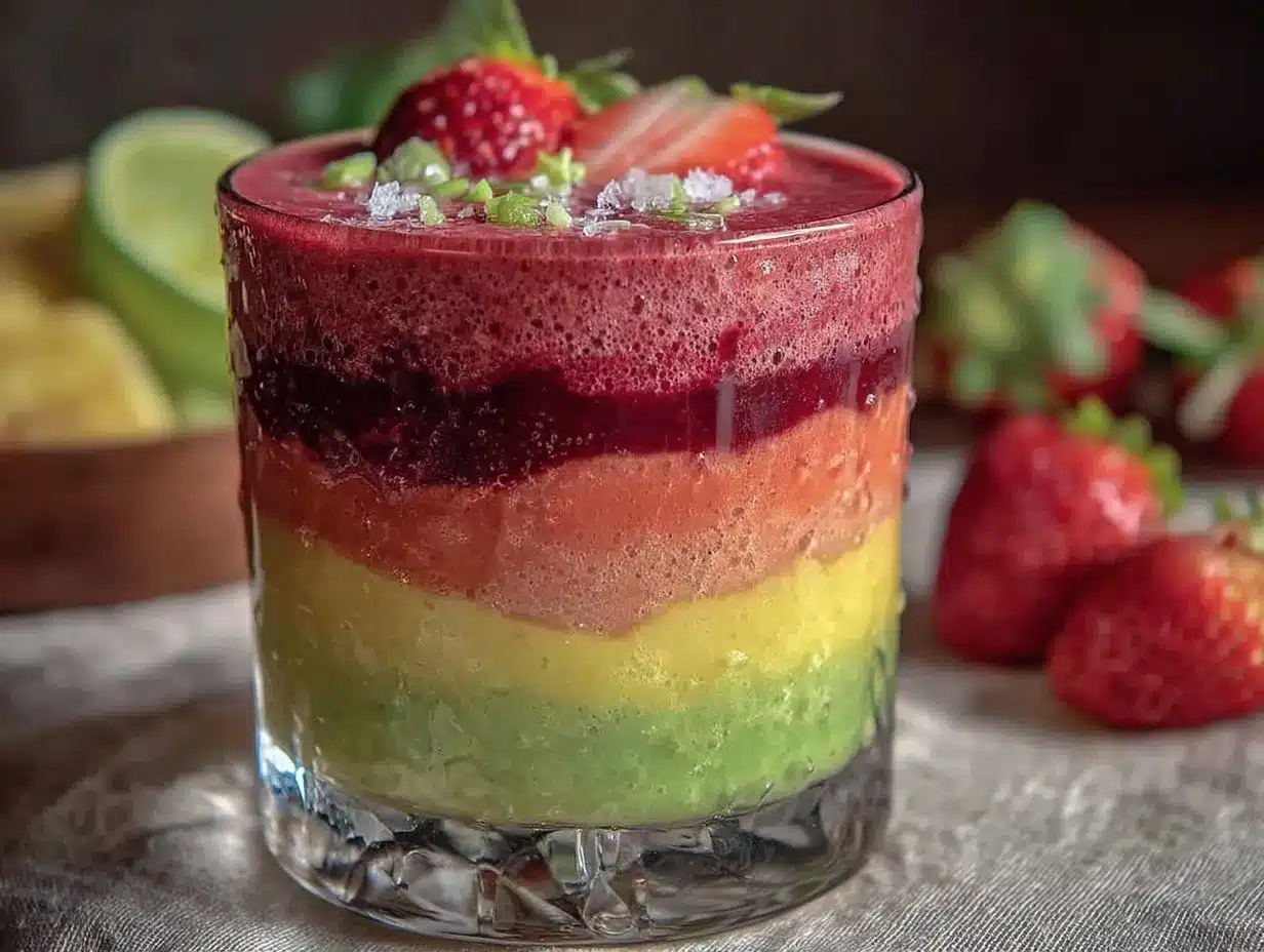 healthy rainbow layered smoothie for kids preparation steps