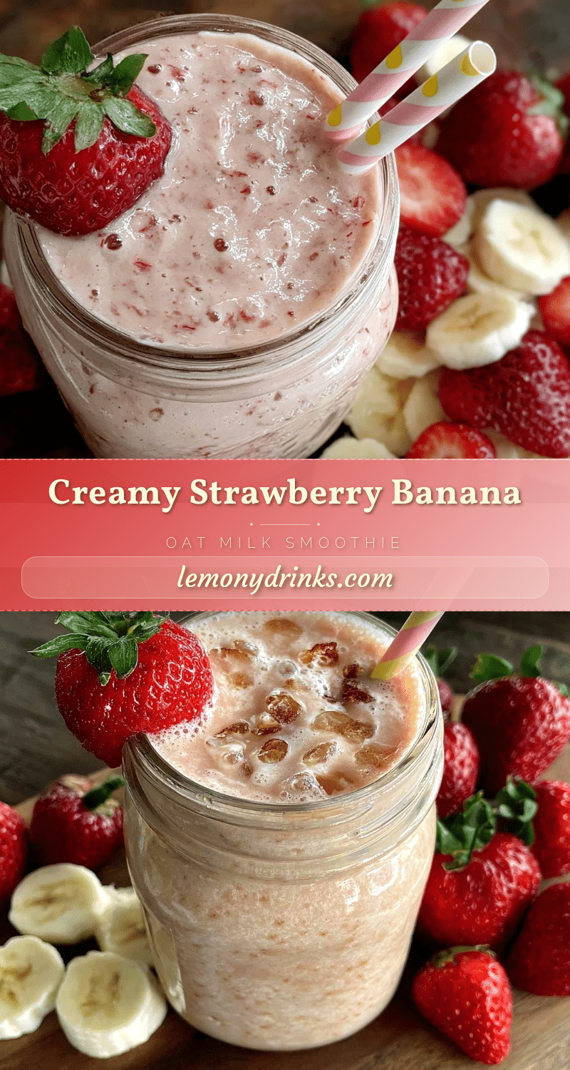 healthy strawberry banana oat milk smoothie recipe