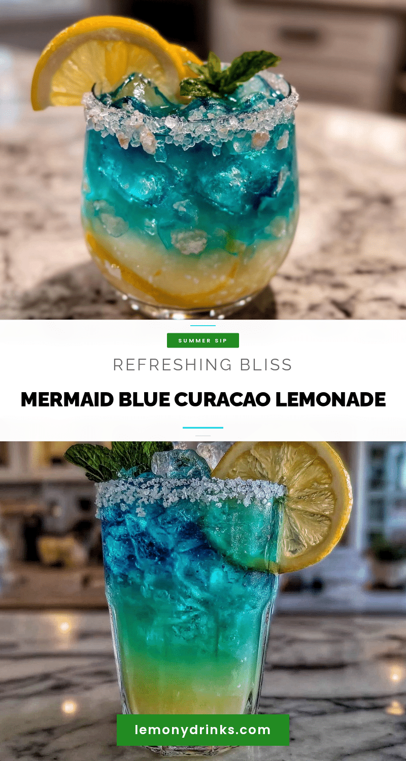 Mermaid Blue Curacao Lemonade Cocktail recipe