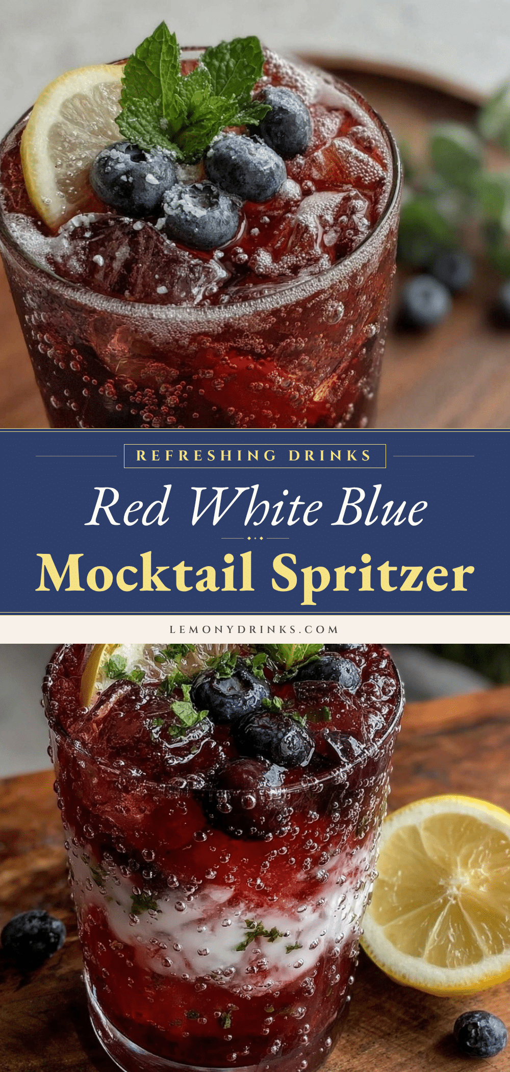 non-alcoholic red white and blue mocktail spritzer recipe