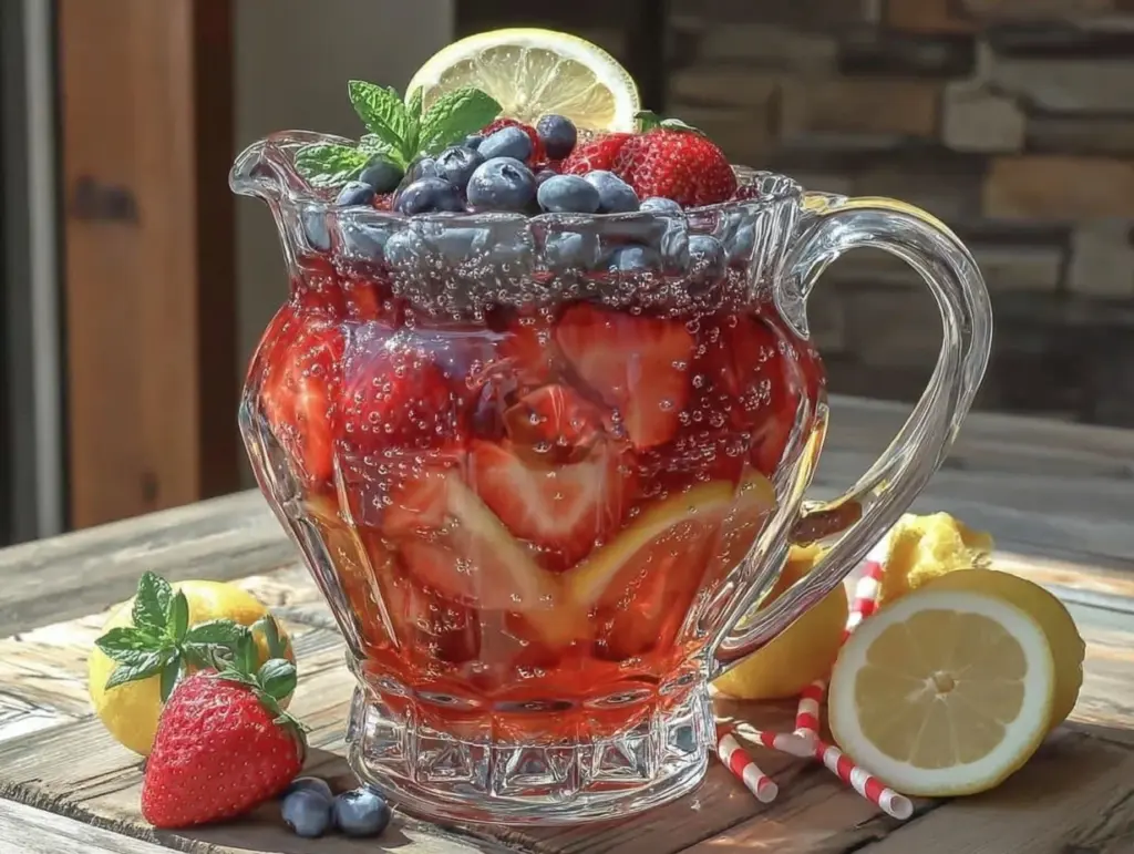 patriotic berry lemonade punch - featured image